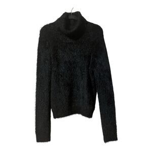 Sugar + Lips Womens Size L Black Eyelash Turtleneck Pullover Sweater
